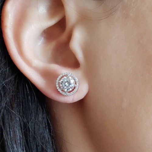 Tektaş Anturaj Pırlanta Modeli Gümüş Küpe - CNG Jewels (1)