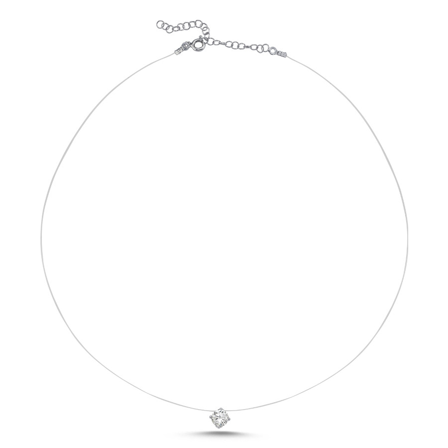 Solitaire Ghost Chain Silver Necklace - CNG Jewels (1)