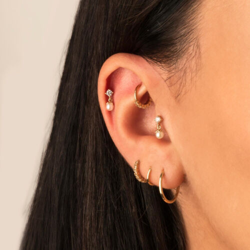 Tektaş Sallantılı İnci Altın Tragus Piercing - CNG Jewels (1)