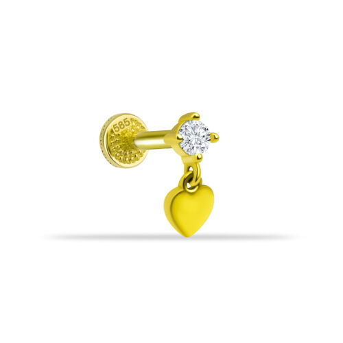 Tektaş Sallantılı Kalp Altın Tragus Piercing - CNG Jewels