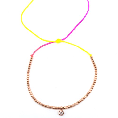 Tektaşlı Rengarenk Neon İpli Gümüş Halhal - CNG Jewels