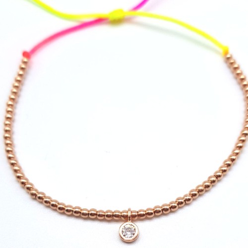 Tektaşlı Rengarenk Neon İpli Gümüş Halhal - CNG Jewels (1)
