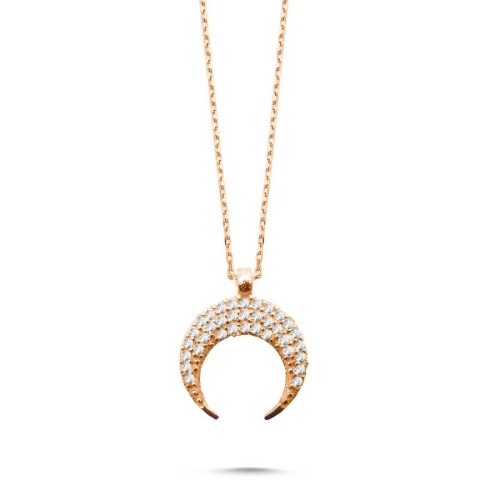 Ters Hilal Gümüş Kadın Kolye 