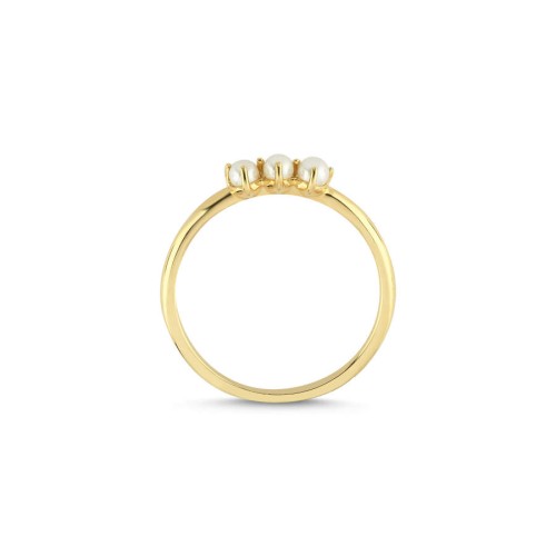Thin Trend Gold Ring with Small Three Pearls - CNG Jewels (1)
