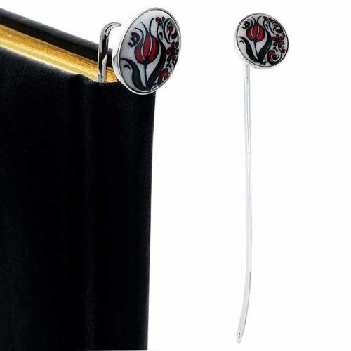 Tile Silver Plated Bookmark with Ottoman Tulip Design - CNG Jewels (1)