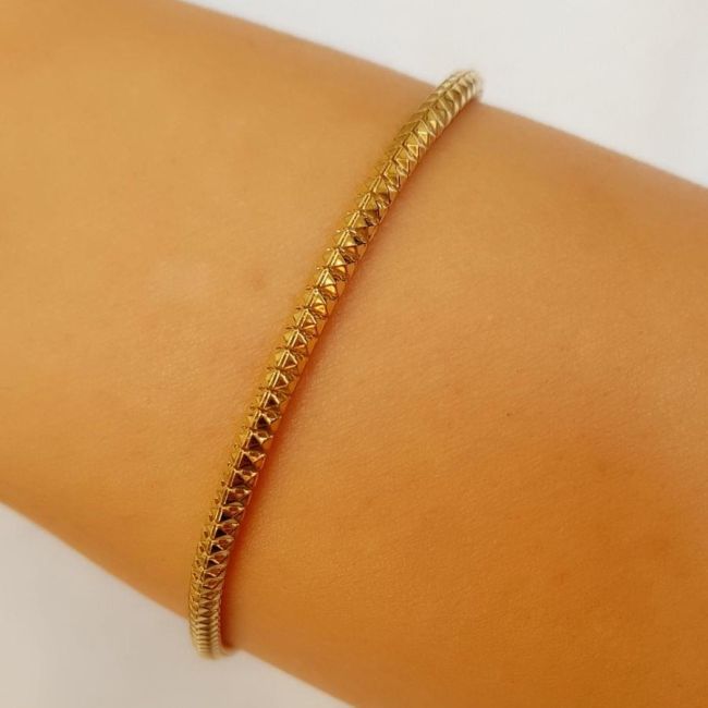 Timsah Sırtı Tasarım Rose Kadın Gümüş Bileklik - 2