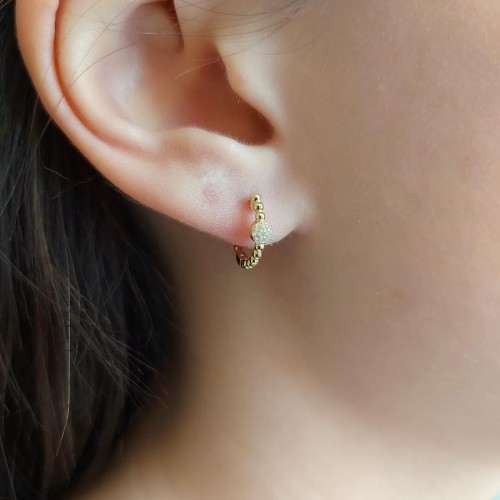 Toptop Halka Gold Gümüş Kadın Küpe - CNG Jewels
