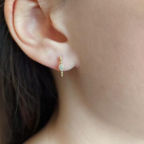Toptop Halka Gold Gümüş Kadın Küpe - CNG Jewels (1)