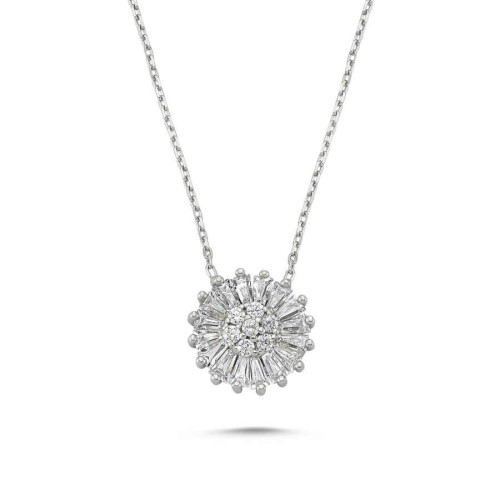 Trapez Baget Taşlı Kadın Gümüş Kolye - CNG Jewels