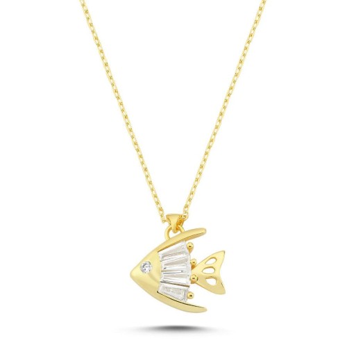 Trapez Balık Gold Kadın Gümüş Kolye - CNG Jewels