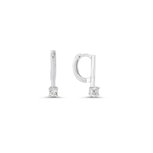 Trend Minimal Halka Tektaş Gümüş Kadın Küpe - CNG Jewels