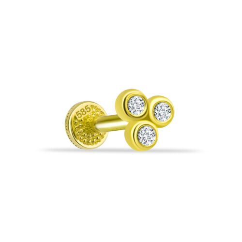 Tria Altın Tragus Piercing - CNG Jewels