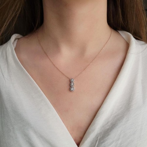 Tria Anturaj Elmas Montürlü Gümüş Kadın Kolye - CNG Jewels (1)