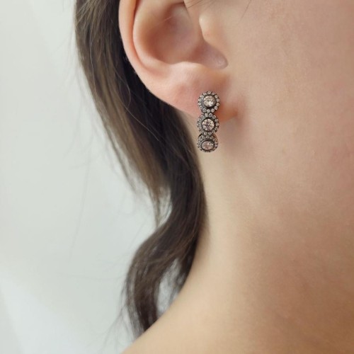 Tria Anturaj Diamond Mounted Silver Women's Earrings - CNG Jewels