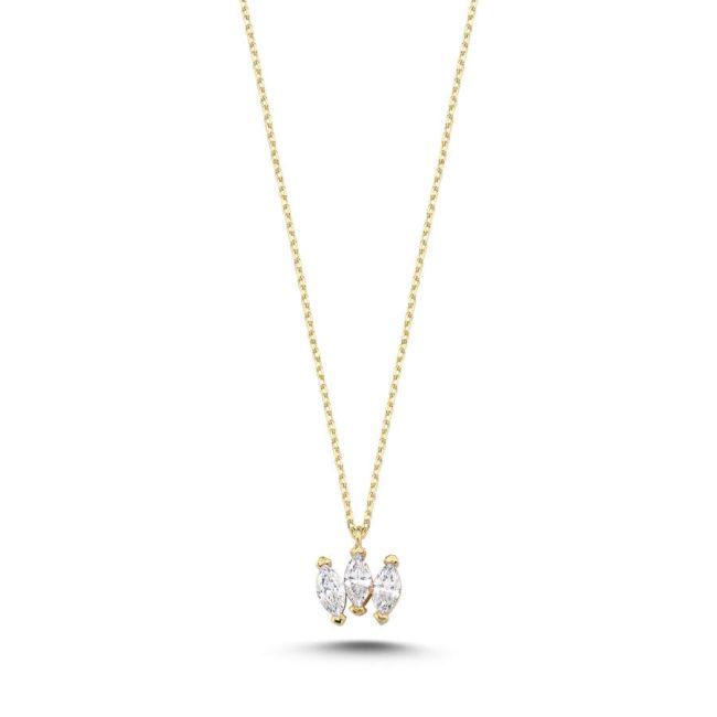 14 Carat Gold Tria Marquise Trend Necklace - 1