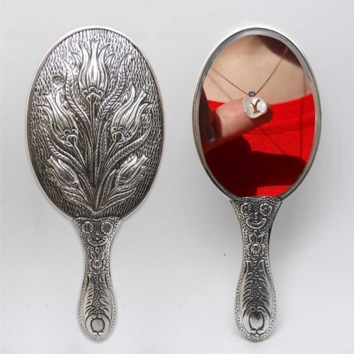 Tulip Silver Hand Mirror No 2 - CNG Jewels (1)