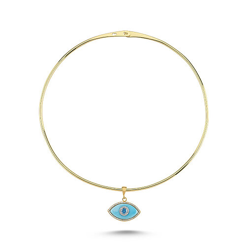 Turkuaz Badem Göz Tasma Kolye - CNG Jewels