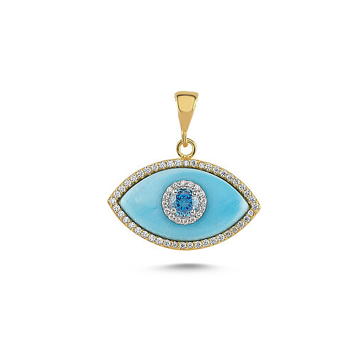 Turkuaz Göz Gümüş Kolye Ucu - CNG Jewels