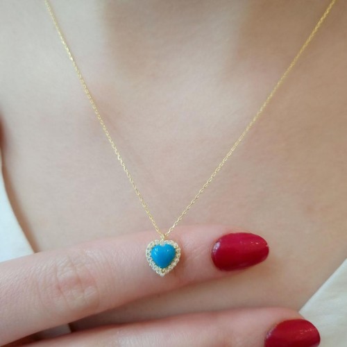Turkuaz Kalp Gümüş Kadın Kolye - CNG Jewels (1)