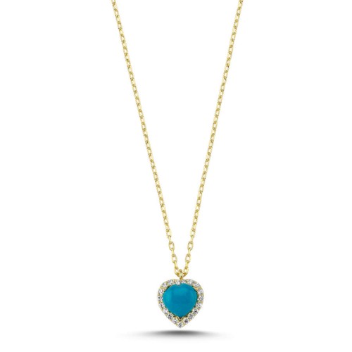 Turkuaz Kalp Gümüş Kadın Kolye - CNG Jewels