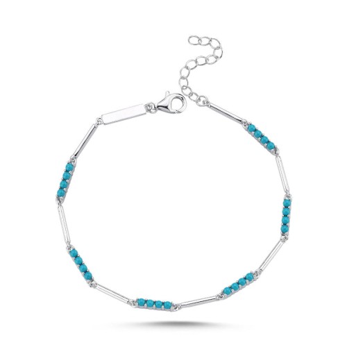Turkuaz Taşlı Işık Seli İnce Gümüş Bileklik - CNG Jewels (1)