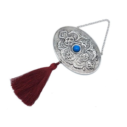 Turquoise Stone Medium Silver Wall Mirror - CNG Jewels
