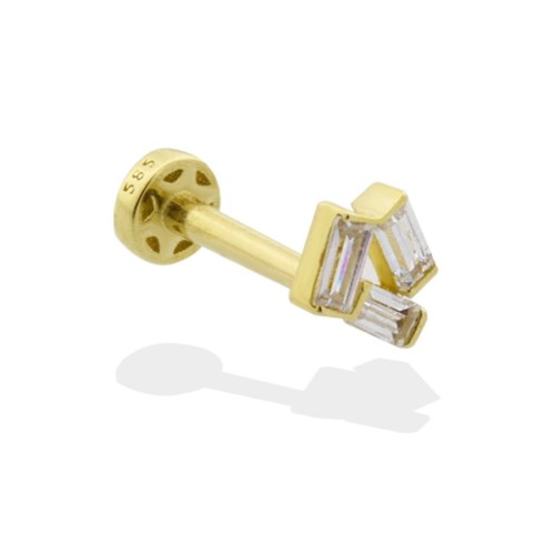 Üç Baget Altın Tragus Piercing - CNG Jewels