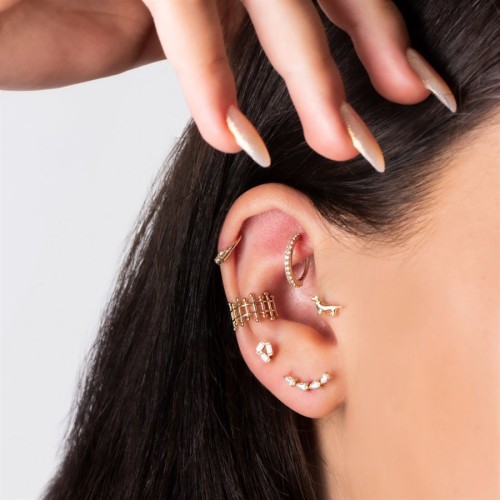 Üç Baget Altın Tragus Piercing - CNG Jewels (1)