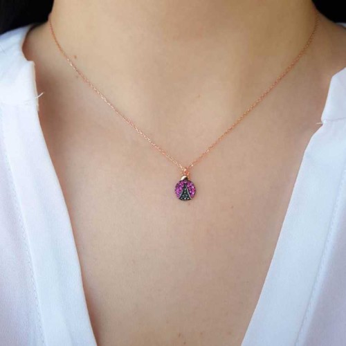 Small Ladybug Silver Women's Necklace - 2