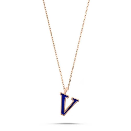 Small V Letter Silver Women's Necklace 
