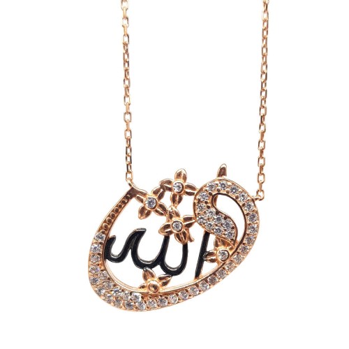 Silver Women's Necklace with the Letter Vav Allah Written 