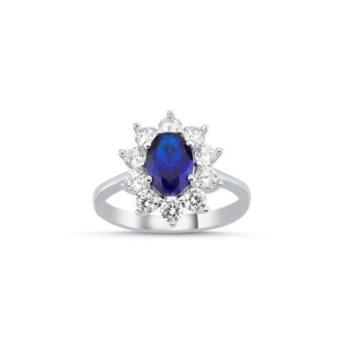 Vintage Oval Safir Anturaj Kadın Gümüş Yüzük - CNG Jewels