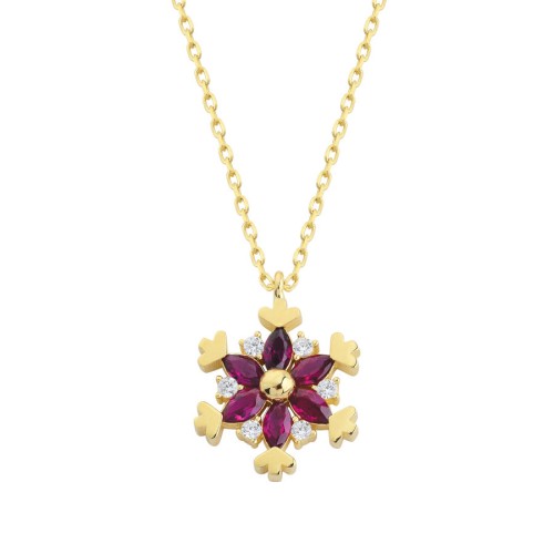 Yakut Kırmızı Kartanesi Altın Kolye - CNG Jewels