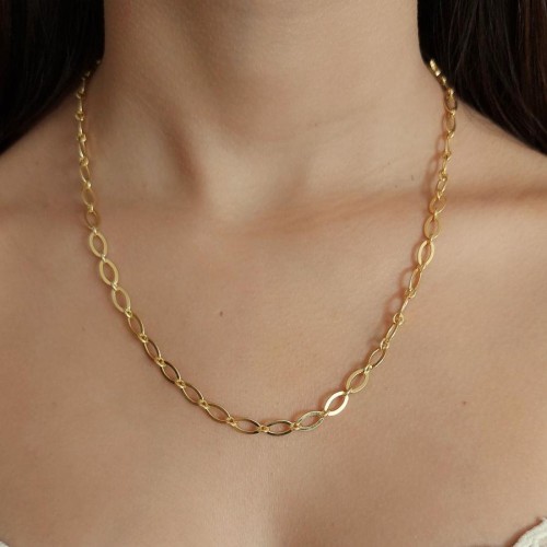 Yassı Forse Gold Gümüş Bayan Zincir - CNG Jewels
