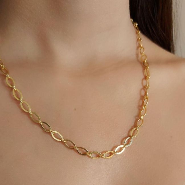 Yassı Forse Gold Gümüş Kadın Zincir - 2