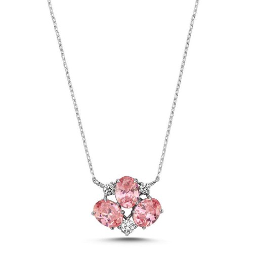 Yelda Pink Taşlı Gümüş Kadın Kolye - CNG Jewels