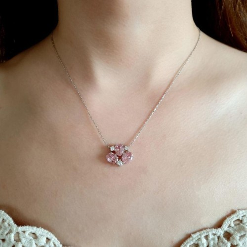 Yelda Pink Taşlı Gümüş Kadın Kolye - CNG Jewels (1)