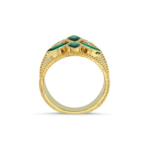 Yeşil Markizli Tasarım Gold Kadın Gümüş Yüzük - CNG Jewels (1)