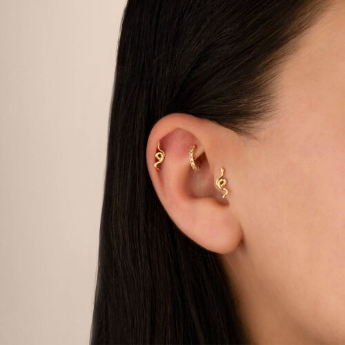 Yılan Altın Tragus Piercing - CNG Jewels (1)