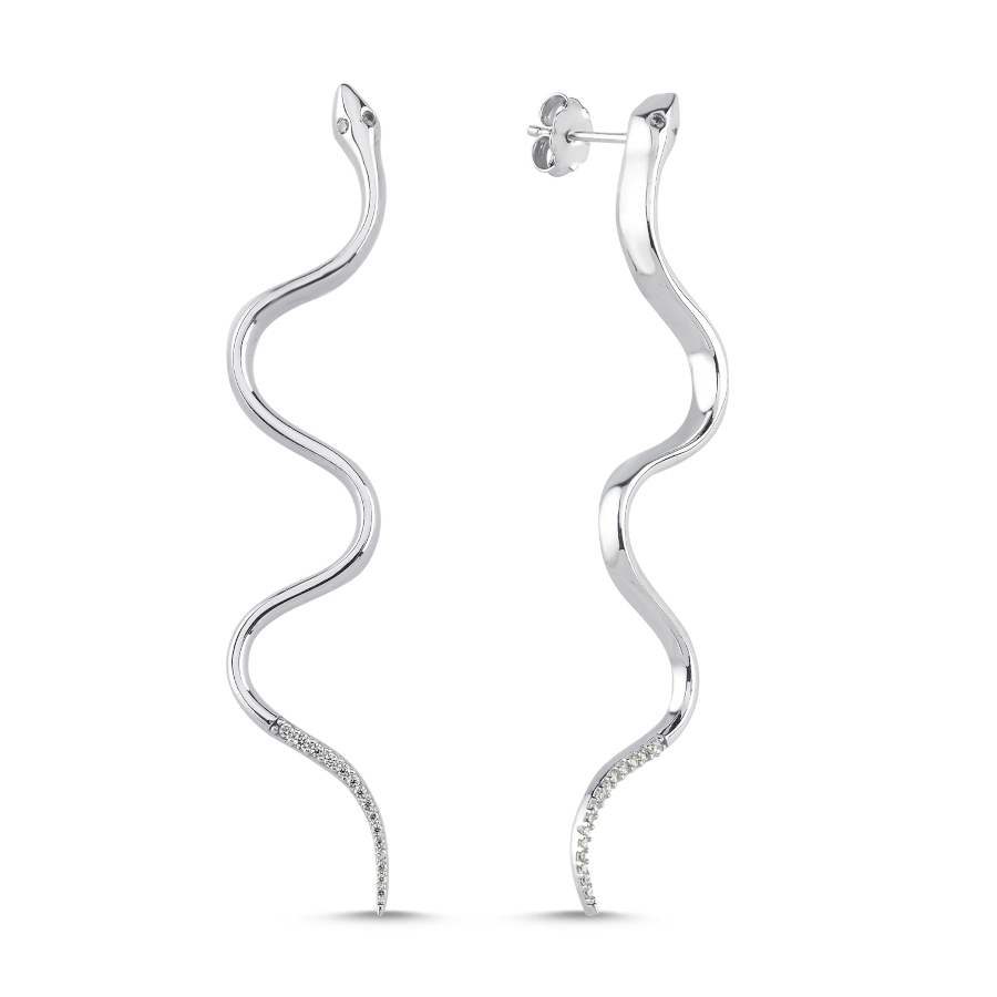 Yılan Kadın Gümüş Küpe - CNG Jewels