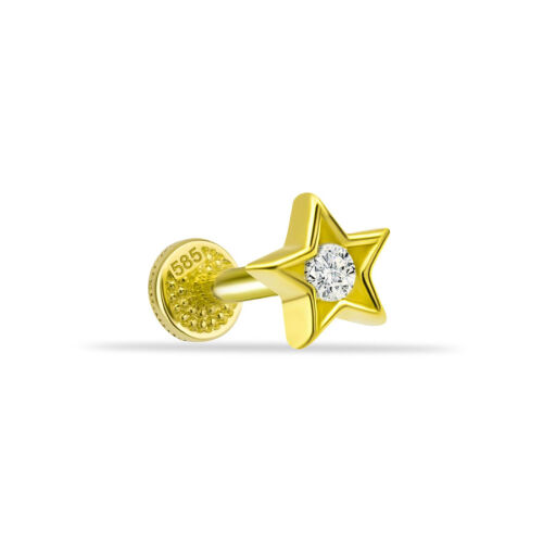 Yıldız Tektaş Altın Tragus Piercing - CNG Jewels