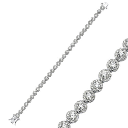 Yuvarlak Tektaş Gümüş Su Yolu Bileklik - CNG Jewels