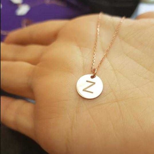 Z Harfi Rose Minimal Plaka Gümüş Kadın Kolye 