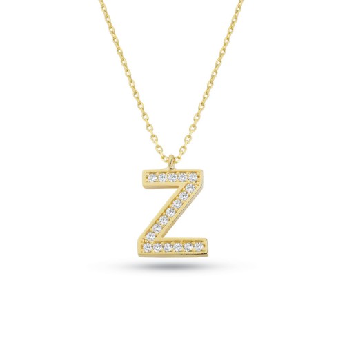 Z Harfi Taşlı Altın Kolye - CNG Jewels