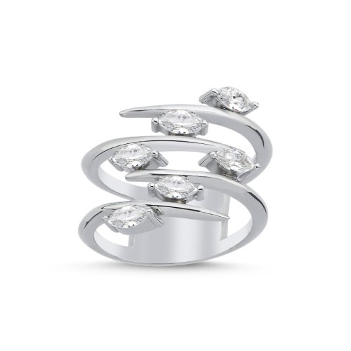 Zigzag Marquise Silver Women's Ring 