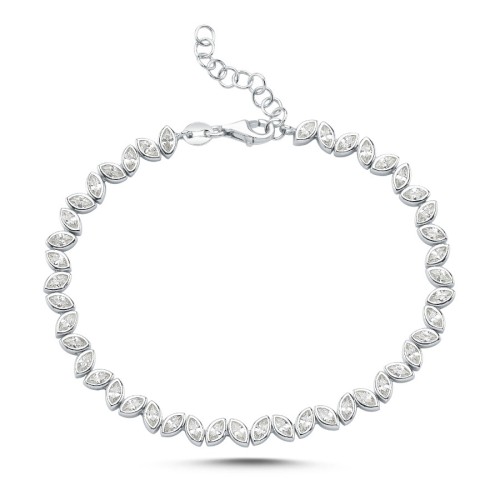 Zikzak Markiz Taşlı Gümüş Suyolu Bileklik - CNG Jewels (1)