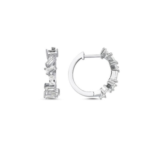 Zikzak Trapez Baget Küçük Halka Gümüş Küpe - CNG Jewels