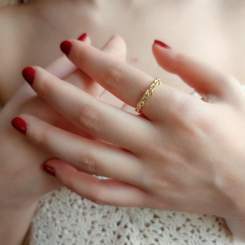 Zincir Figürlü Gold Gümüş Kadın Yüzük - CNG Jewels