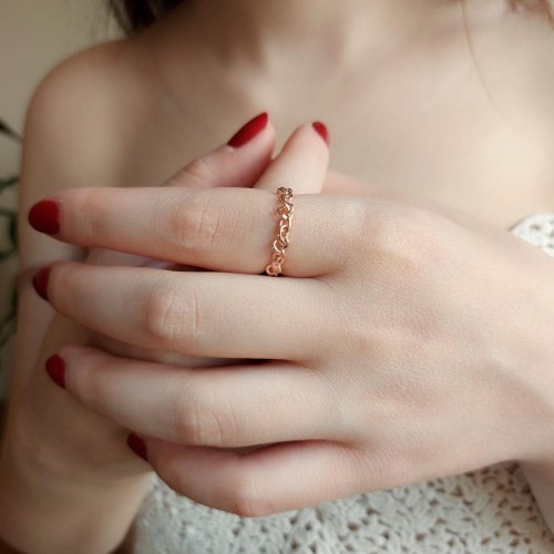 Zincir Figürlü Rose Gümüş Kadın Yüzük - CNG Jewels (1)