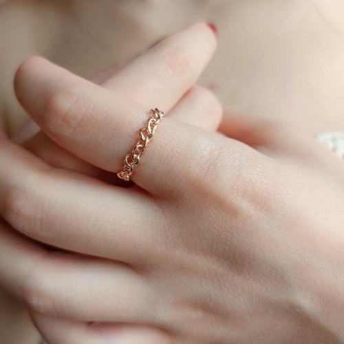 Zincir Figürlü Rose Gümüş Kadın Yüzük - CNG Jewels